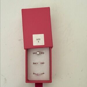 Elegant Silver and Pink Women's Ring Set